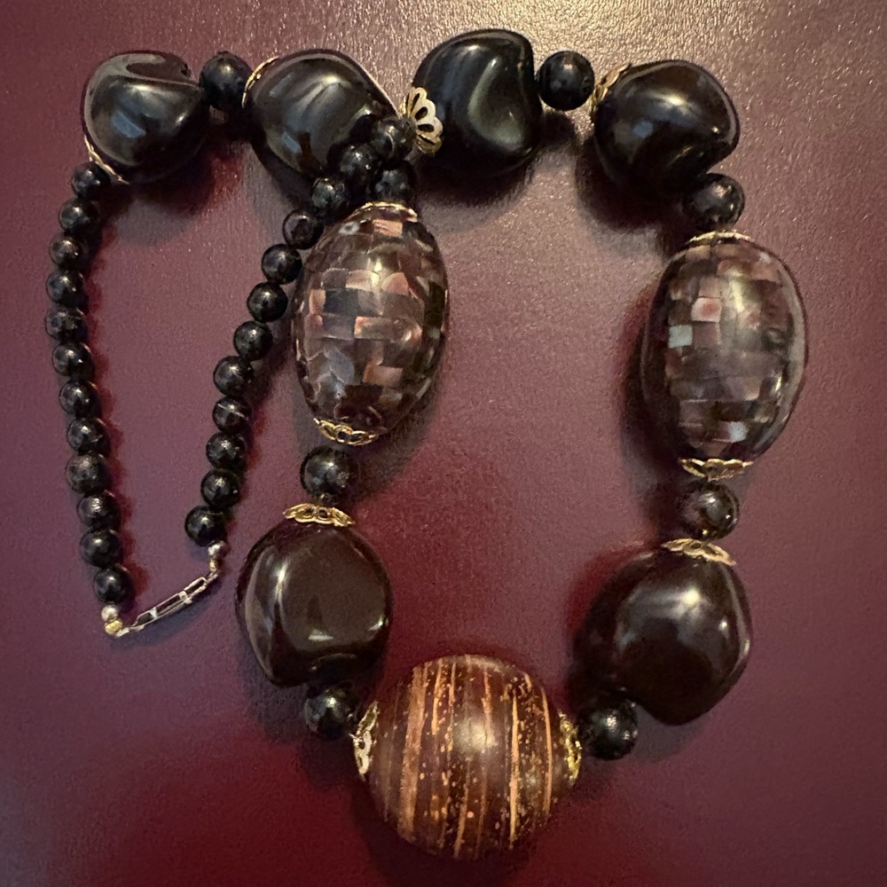 Elegant Black and Brown Beaded Necklace